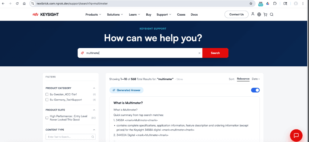 NextSearch product interface